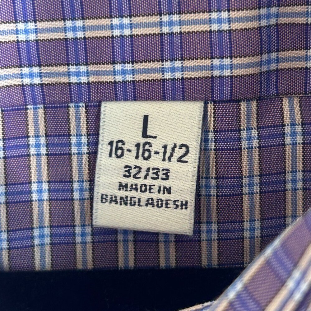 Lucky Brand Men's Purple Plaid Long Sleeve Button Front Casual Shirt Size 16 - Picture 7 of 10